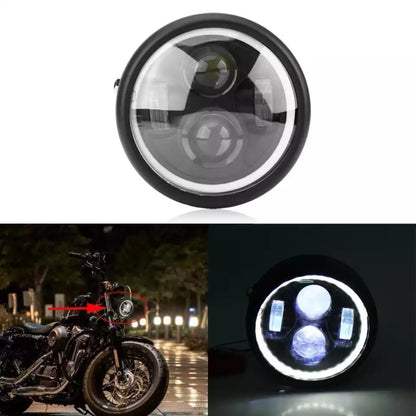 16cm/6.5" Motorcycle LED Headlight HeadLamp Bulb for Harley Sportster Cafe Racer Bobber Motor HeadLamp Bulb DRL With Angel Ring