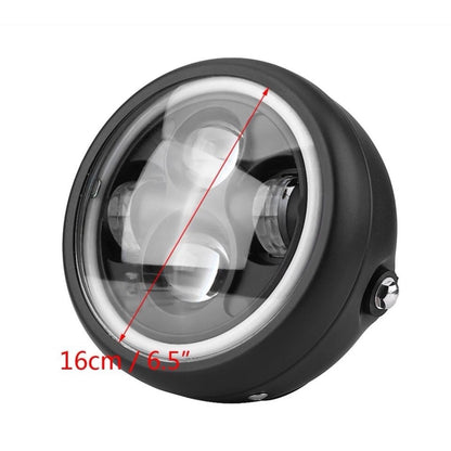 16cm/6.5" Motorcycle LED Headlight HeadLamp Bulb for Harley Sportster Cafe Racer Bobber Motor HeadLamp Bulb DRL With Angel Ring