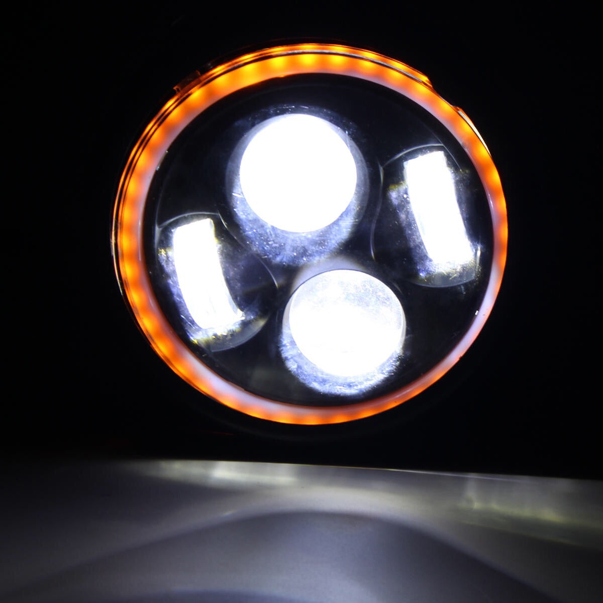 16cm/6.5" Motorcycle LED Headlight HeadLamp Bulb for Harley Sportster Cafe Racer Bobber Motor HeadLamp Bulb DRL With Angel Ring