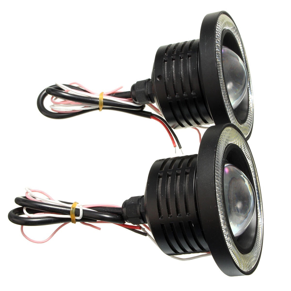 2Pcs 3.5 Inch LED Fog Light Projector Angel Eyes Super Lamp w/ COB Halo Rings