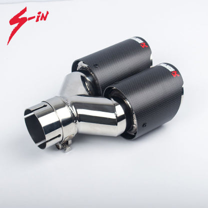 Dual Output Akrapovic Matte Carbon Fiber Exhaust Pipe End Tip for Universal Car