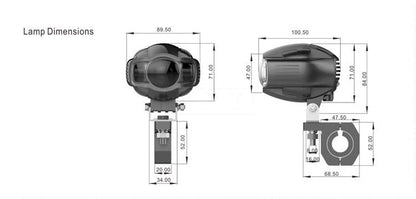 Universal Motorcycle Fog light 22-40mm IP65 LED Headlight lamp With USB Charger