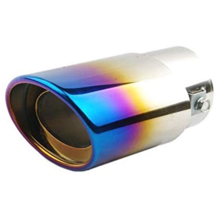 Car Exhaust Silencer Tip Chrome Half Burnt Blue 1.5 to 2.25 inch Exhaust Pipe