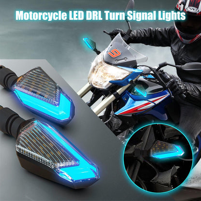 12V Motorcycle LED Turn Signal Lights Daytime Light Brightness DRL - Blue