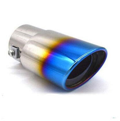 Car Exhaust Silencer Tip Chrome Half Burnt Blue 1.5 to 2.25 inch Exhaust Pipe