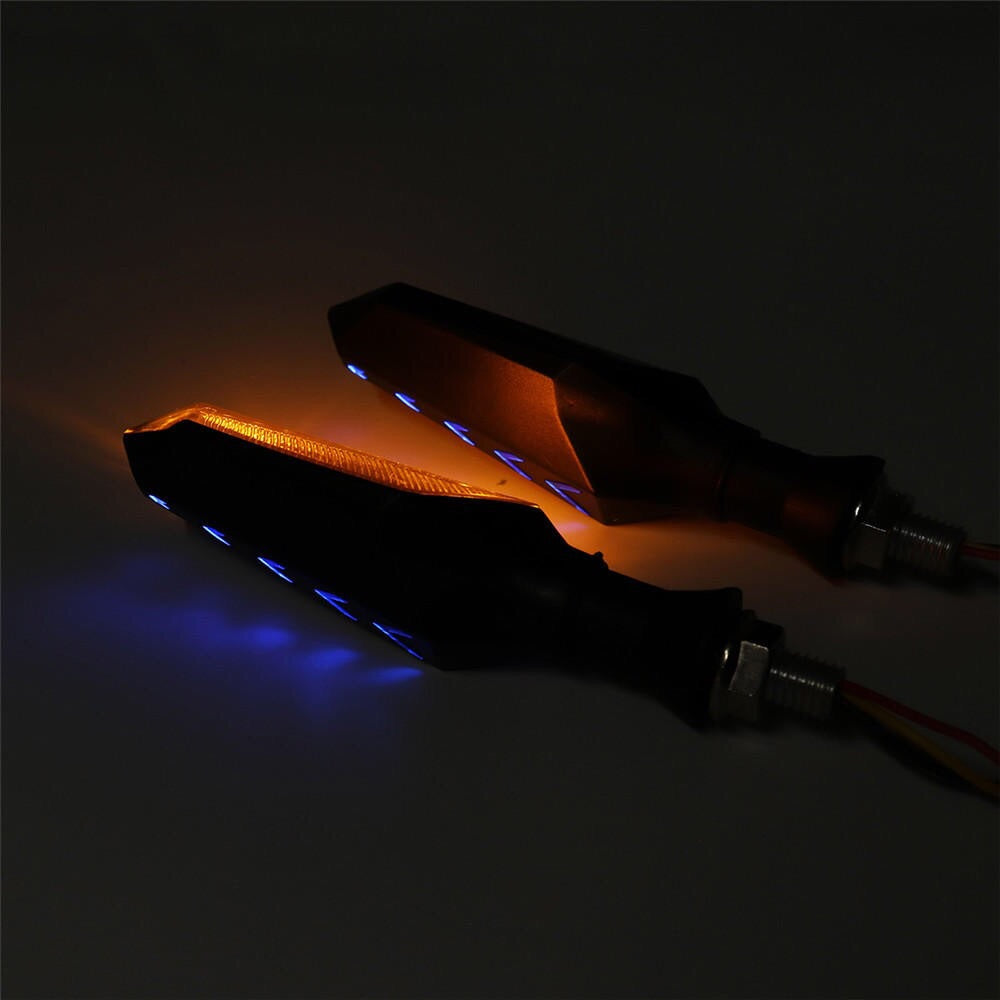 Running LED Motorcycle Turn Signal Indicators With Amber Flowing Light Blue Back Lights