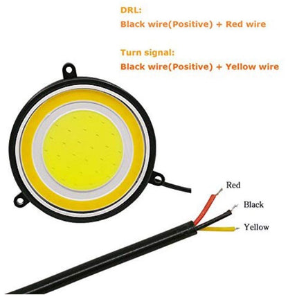 Car Led Cob Drl Daytime Running Light Round Fog Lamp (Pack of 2, Yellow)