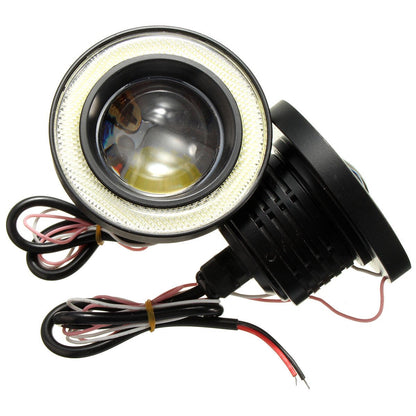 2Pcs 3.5 Inch LED Fog Light Projector Angel Eyes Super Lamp w/ COB Halo Rings