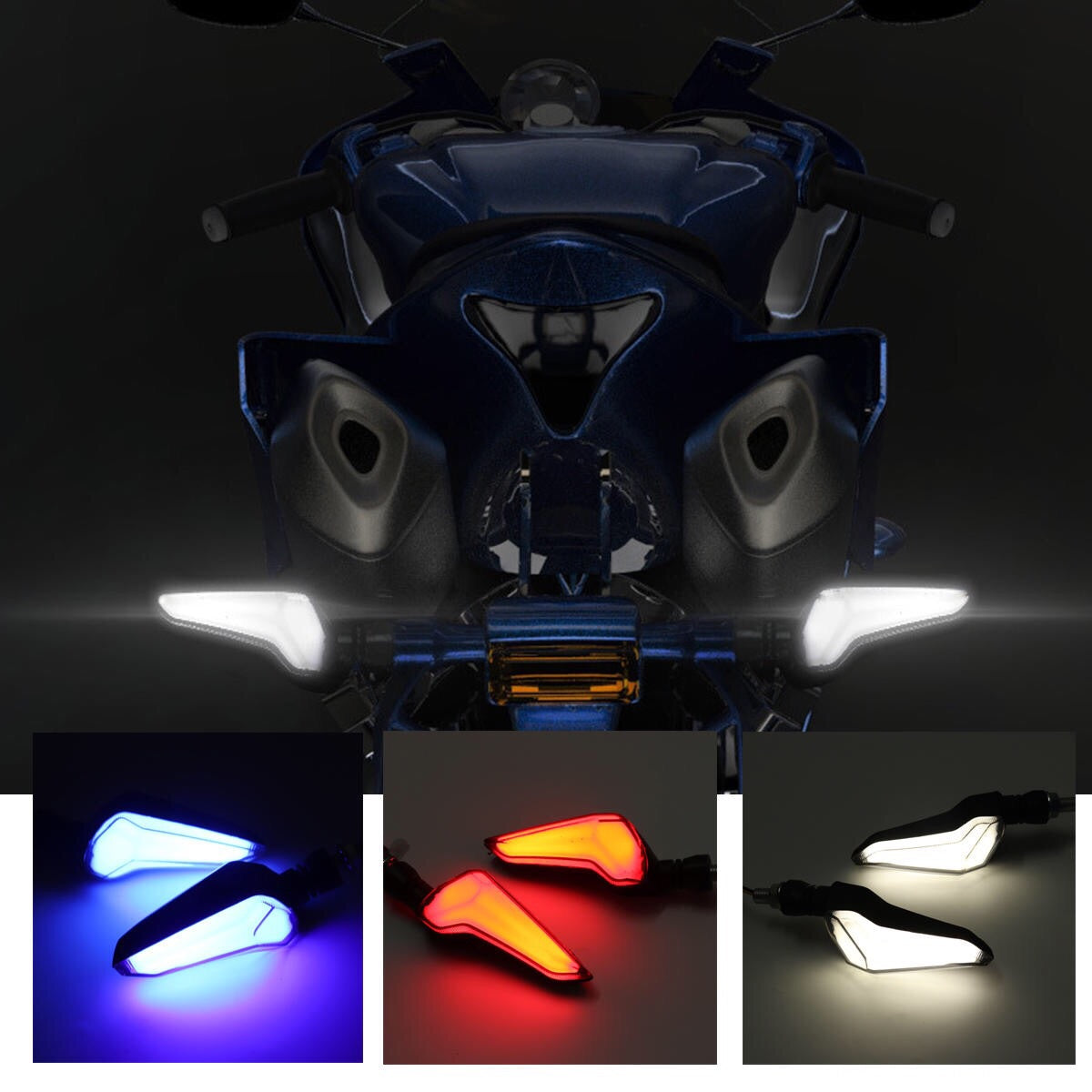 Motorcycle LED Turn Signal Lights Brake Tail Lamp Sequential Flowing Indicator