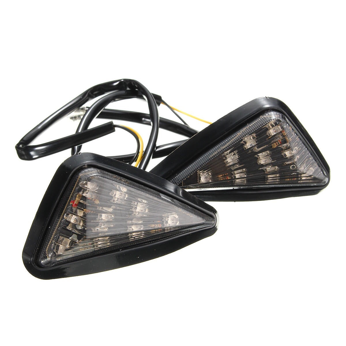 Pair Motorcycle 11 LED Turn Signals Lights Indicators Triangle Abmer - Smoke