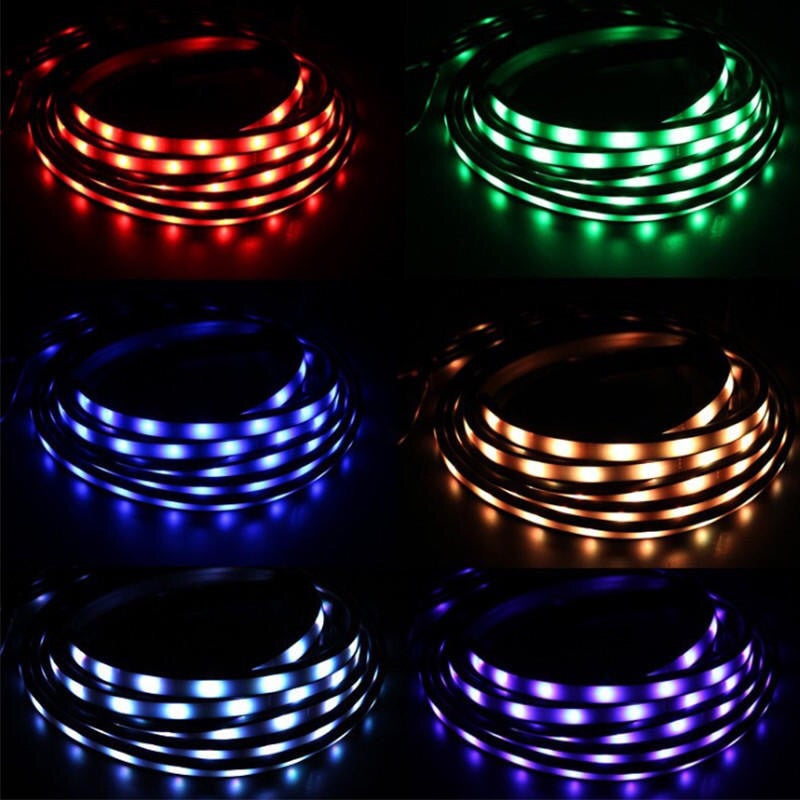 4pcs Waterproof RGB Car LED Decoration Lights Strip Underglow Neon Lamp Kit 12V with Remote Control